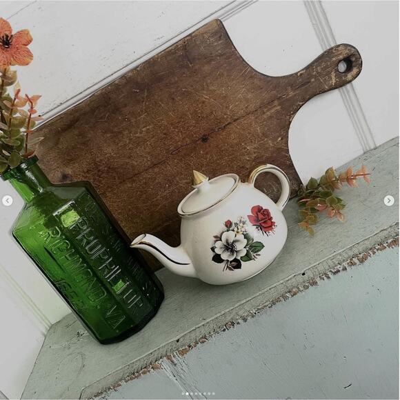 Vintage Hector Gibsons Staffordshire Teapot Tea Kettle Floral Red Rose England - Picture 2 of 8